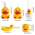 Duck Bathroom Accessories Set of 5,with Toothbrush Holder,Toothbrush Cup,Soap Holder,Bathing Ball,Lotion Dispenser Holder