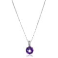 Amazon Essentials Sterling Silver Genuine or Created Round Cut Amethyst Birthstone Pendant Necklace