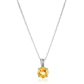 Amazon Essentials Sterling Silver Genuine or Created Round Cut Citrine Birthstone Pendant Necklace