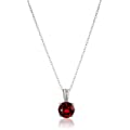 Amazon Essentials Sterling Silver Genuine or Created Round Cut Garnet Birthstone Pendant Necklace 