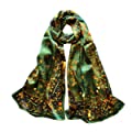 100% Mulberry Silk Scarfs for Women Floral Print Satin Long Scarf from SUNMISILK 