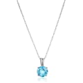 Amazon Essentials Sterling Silver Genuine or Created Round Cut Blue Topaz Birthstone Pendant Necklace