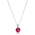 Amazon Essentials Sterling Silver Genuine or Created Round Cut Ruby Birthstone Pendant Necklace