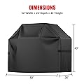 Grill Cover, BBQ Grill Cover, Waterproof, Weather Resistant, Rip-Proof, Anti-UV, Fade Resistant, with Adjustable Velcro Strap, Gas Grill Cover for Weber,Char Broil,Nexgrill Grills, etc. 52 inch, Black 