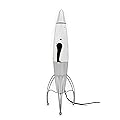 Retro Rocket Ship Ferrofluid Lava Lamp with Magnetic Black Wax and Clear Liquid, 18"