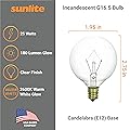 Sunlite 40153-SU G16.5 Globe Light Bulbs 25 Watts, Candelabra Base E12