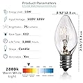 Soullight 15 Watt Replacement Bulbs for Wax Warmers, Incandescent E12 Socket with Candelabra Base, C7 