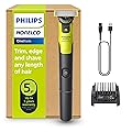 Philips Norelco OneBlade 360 with Connectivity Hybrid Face, Electric Beard Trimmer and Shaver, 5in1 Adjustable Comb, Model QP4530/90
